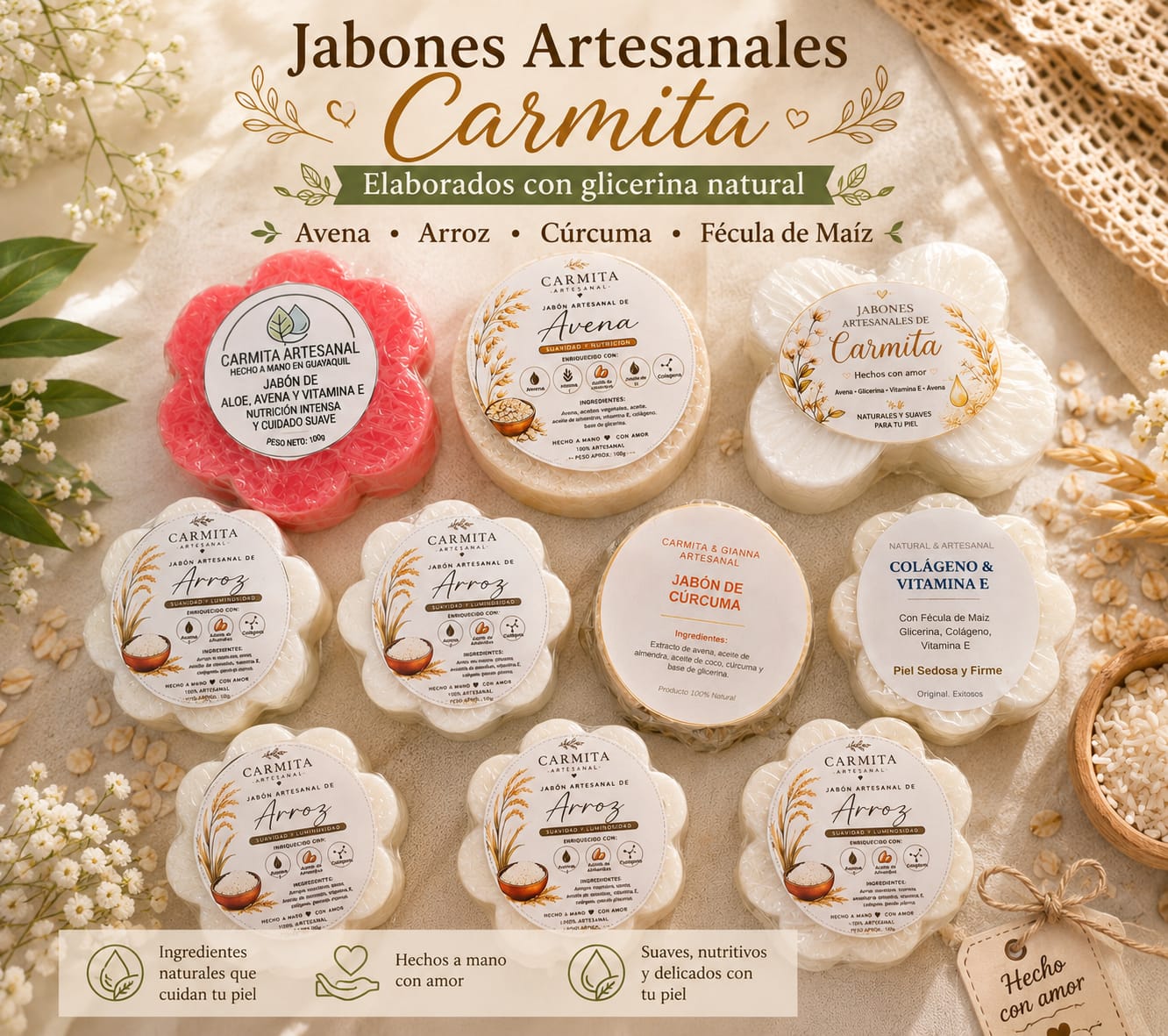 Colección de cosmética artesanal Carmita