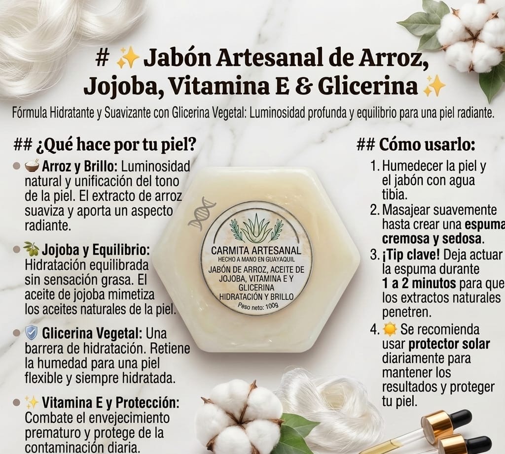 Beneficios del jabón de arroz y jojoba
