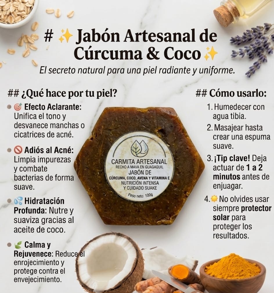 Beneficios del jabón de cúrcuma y coco